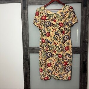 Vintage Maggy London 100% Silk Floral Cottagecore Dress Women's 12 Academia